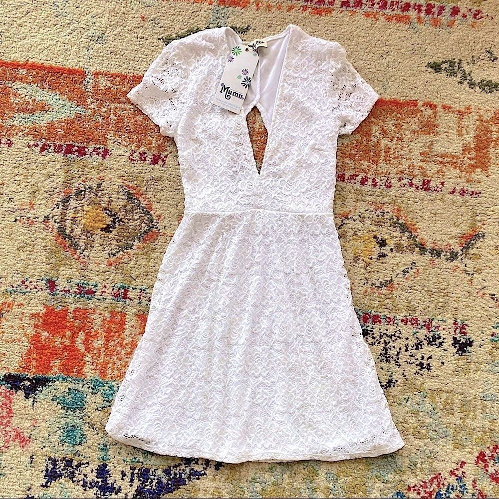 Show Me Your MuMu Ibiza White Lace Mini Dress - Picture 3 of 15